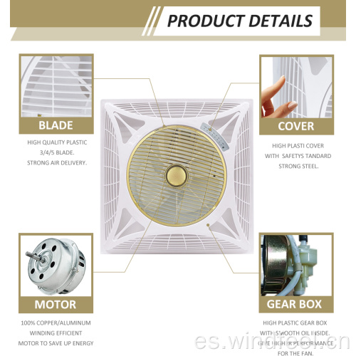 Circulador de aire del ventilador de techo falso de 14 &quot;16 pulgadas con luz LED Control remoto Alerta sónica de luz de 3 colores